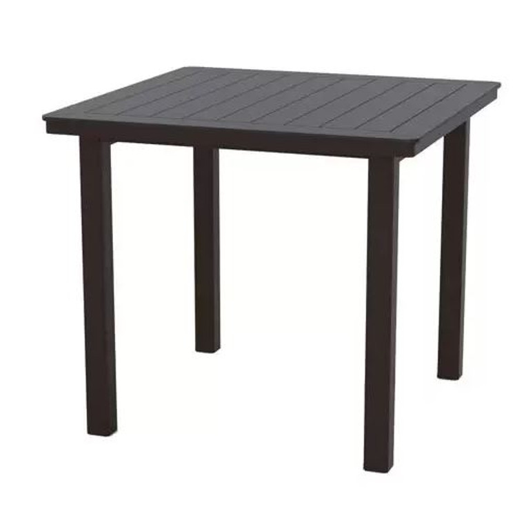Telescope Marine Grade Polymer Slat or Dash Top Table 42" Square Balcony Height Table w/ hole