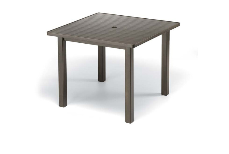 Aluminum Slat Top Table 42" Square Bar Height Table w/ hole
