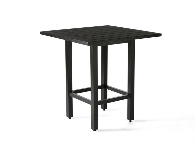 Trinidad 36" Square Umbrella Dining Table Wood Grain Aluminum Top