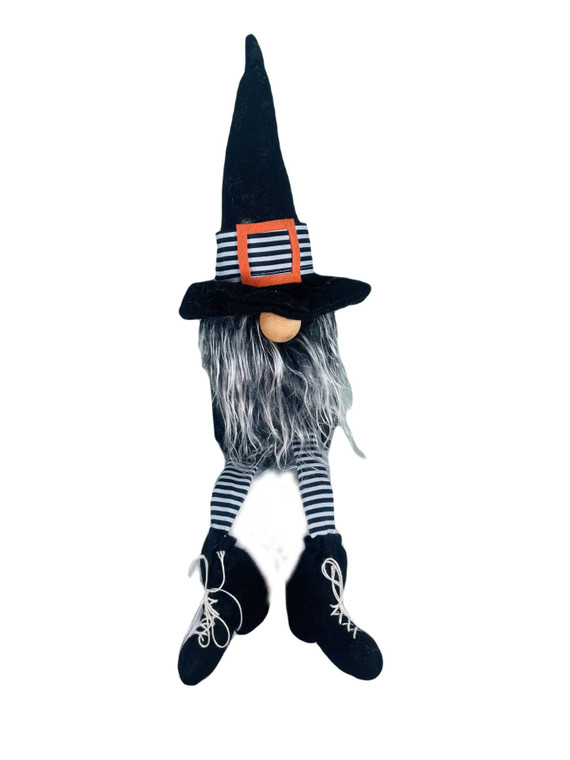 Gnome Witch Stripe Hat Band and Leggings Shelf Sitter 17"