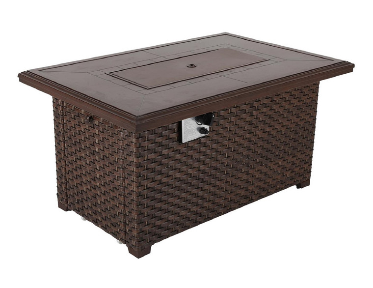Brooks Rectangular Gas Fire Pit Chat Height