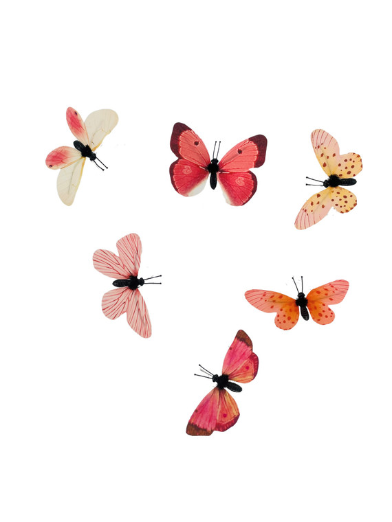 Fabric Butterfly Coral Set of 6 Assorted