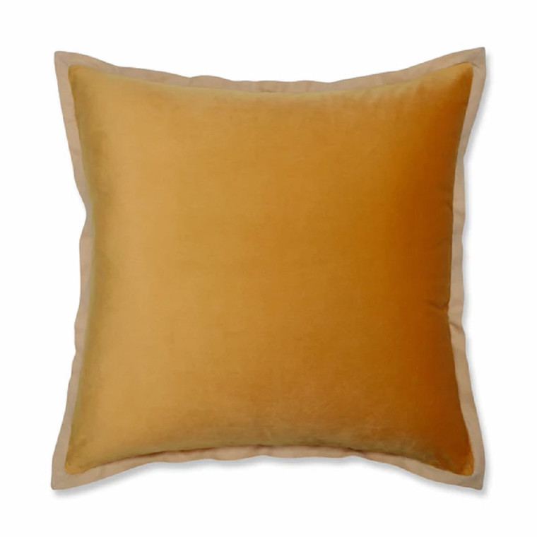 Indoor Velvet Flange Marigold Yellow 18-Inch Throw Pillow