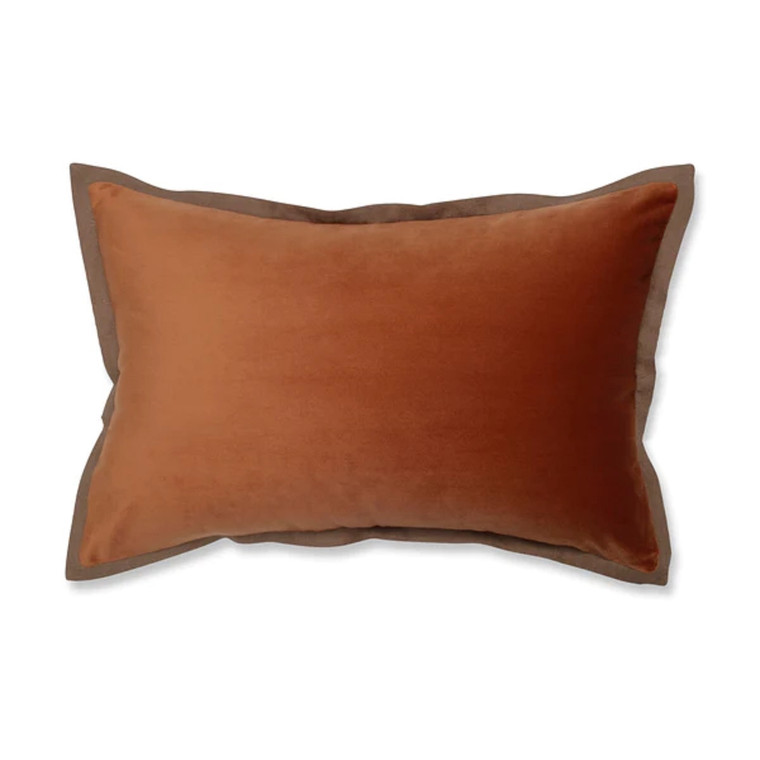 Indoor Velvet Flange Cinnamon Rectangular Throw Pillow