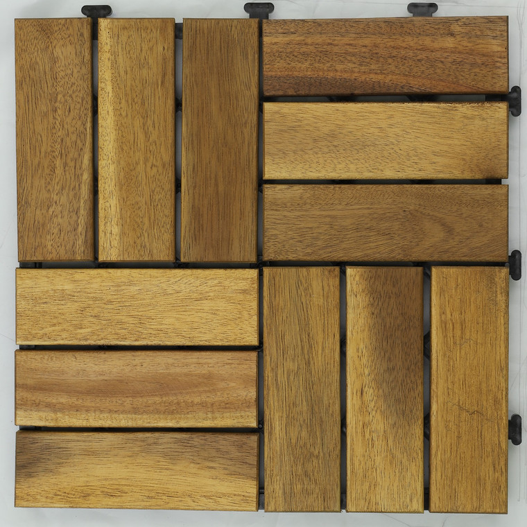 Kingston Casual Acacia Wood Deck Tile in Teak Color Parquet Pack 9