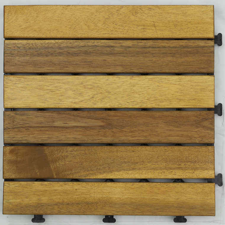 Kingston Casual Acacia Wood Deck Tile in Teak Color Straight Boards Pack 9
