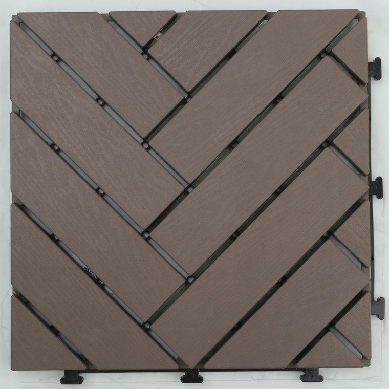 Kingston Casual PVC Deck Tile Herringbone Pattern Chocolate Color Pack 9