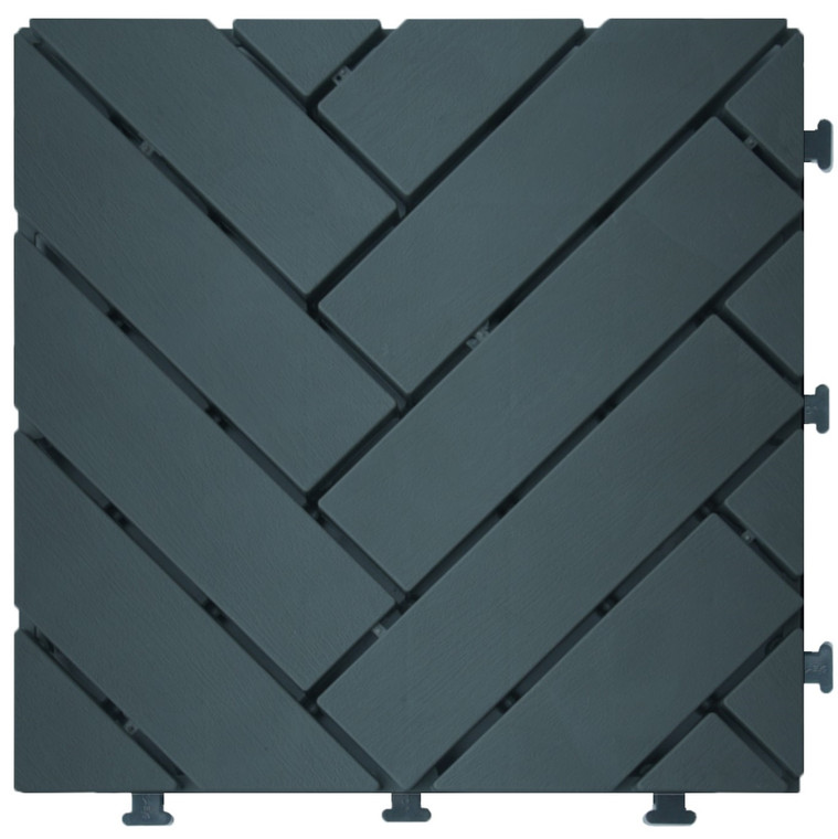 Kingston Casual PVC Deck Tile Herringbone Pattern Charcoal Color Pack 9