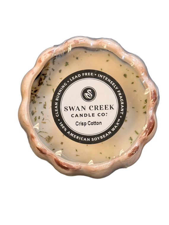 Swan Creek Petal Pot Candle Crisp Cotton Small 8oz with Label