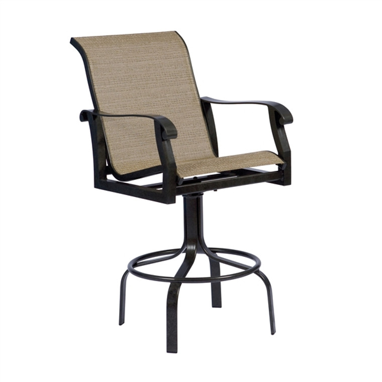 Woodard Cortland Outdoor Sling Swivel Bar Stool