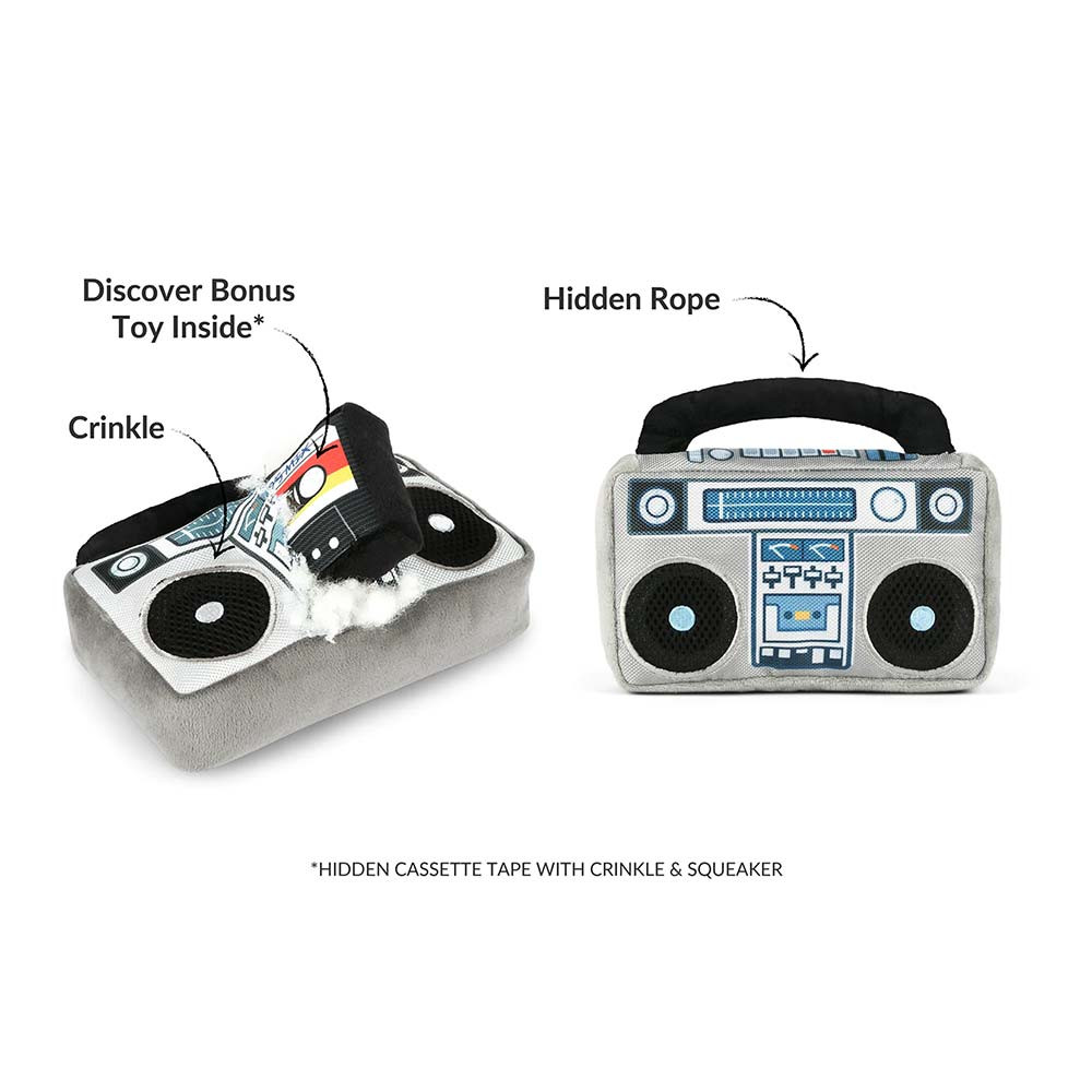 Boom-Box Dog Plush Toy | Eco-friendly dog toy