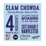 Bite-sized Polkadog clam training treats perfect for small and large dogs, shown with hand for scale