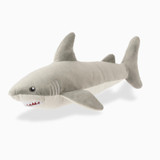 Great white shark dog toy with squeakers, crinkle, and hidden treat pocket for medium to large dogs