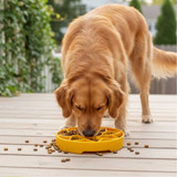 USA-made FDA-compliant TPE sunflower slow feeder bowl, BPA-free and dishwasher safe