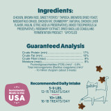 Natural cat treats with chicken and cranberry flavor featuring digestive support prebiotics