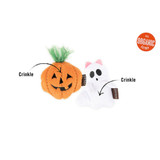 Pumpkin catnip toy and ghost cat toy duo filled with certified organic catnip