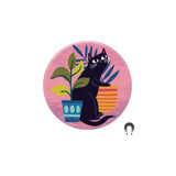 black cat with plants magnet