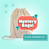 Eco Mystery Bag with five sustainable pet toys and treats