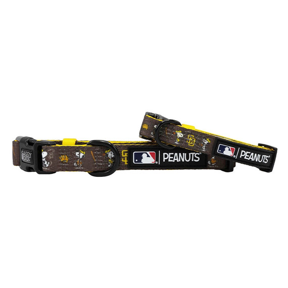 Official MLB x Peanuts Padres adjustable dog collar with sturdy D-ring