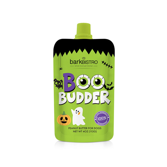Boo Budder dog peanut butter Halloween limited edition squeeze pouch