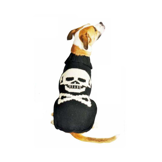 Skull Black Wool dog sweater