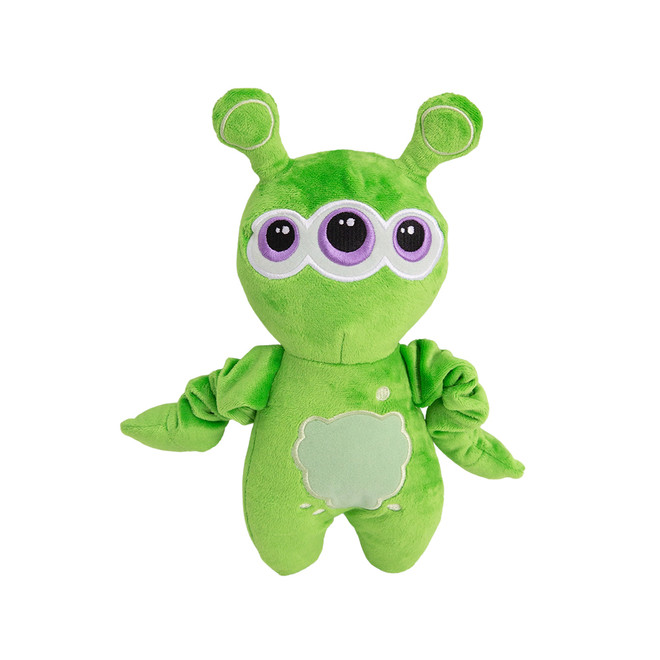Venus the Alien plush dog toy with three eyes and antennae