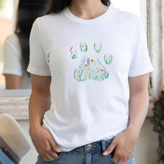 Wildflower Paw Tee for Pet Lovers