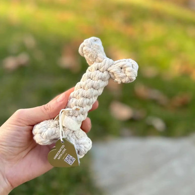 Loop Rope Toy With Bone Little White Rope Bone Toy | Handmade Eco-Friendly Chew Toy for Small ...