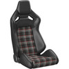 Corbeau XJ Jeep Cherokee Sportline RRX Reclyning Seat - Black Vinyl with Red Plaid Cloth (pair)