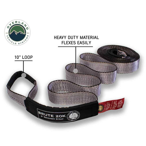 Tow Strap 2" x 30' 20,000 LB. Gray with Black Ends