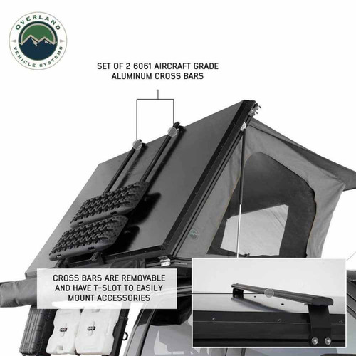 HD Sidewinder Side Load Aluminum Hard Shell Roof Top Tent, Grey Body & Green Trim - Overland Veheicle Systems