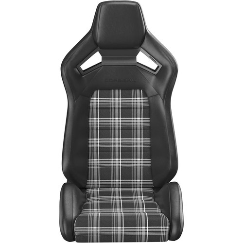 Corbeau XJ Jeep Cherokee Sportline RRX Reclyning Seat - Black Vinyl with White Plaid Cloth (pair)