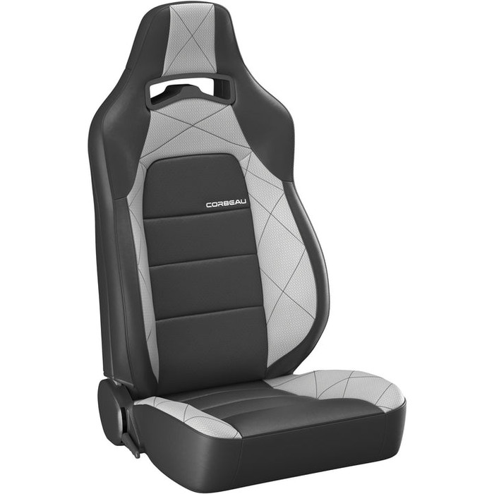Corbeau XJ Jeep Cherokee Trailcat Reclyning Seats - Black Vinyl w/ Grey HD Vinyl Center (pair)
