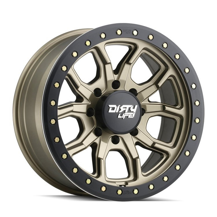 Dirty Life Wheels 17x9 9303 DT-1 Simulated Beadlock - Satin Gold - Fits XJ Cherokee