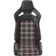 Corbeau XJ Jeep Cherokee Sportline RRX Reclyning Seat - Black Vinyl with Red Plaid Cloth (pair)
