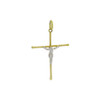 Pingente de ouro 18k cruz palito com Cristo de ouro branco 31,12 mm