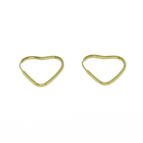 Brinco de argola de ouro 18k coração 17,26mm