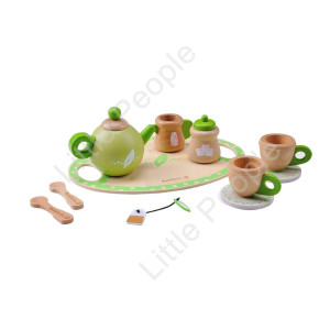 EverEarth Wooden Tea Set Kids Pretend Play Eco-Friendly