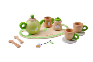 EverEarth Wooden Tea Set Kids Pretend Play Eco-Friendly
