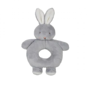 Bunnies By The Bay - Bunny Ring Rattle Gray New Baby Toy