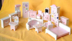Doll house Furniture 20 Pieces Daisy pattern 1:12th Scale Set