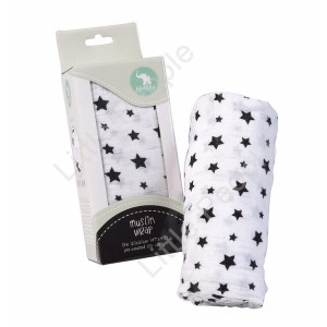 All4Ella Cotton Muslin Wrap Star Black Gift Idea