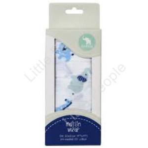 All4Ella Cotton Muslin Wrap Zoo Animals Navy Gift Idea