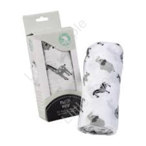 All4Ella Cotton Muslin Wrap Zoo Animals Black Gift Idea