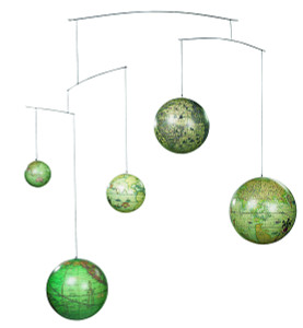 Globe Mobile Five globes from five centuries retired last one