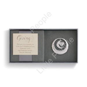 Demdaco Giving Pin - Silver Moon + Heart
