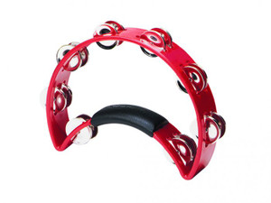 Red Plastic Half Moon Tambourine