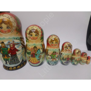 Russian Doll Wooden Matryoshka Babushka - Christmas Scene Lady
