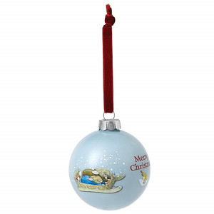 Beatrix Potter A29525 Peter and Benjamins Fun in The Snow Christmas Bauble