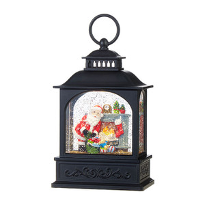 RAZ Santa by Fireplace Lighted Water Lantern Retired